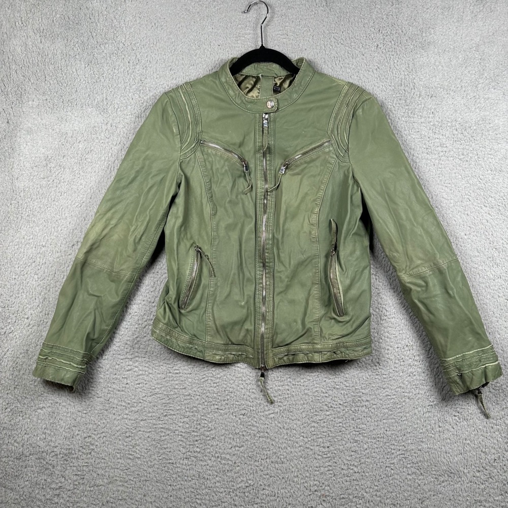 Arma Collection Womens‎ Genuine Sheep Leather Racer Moto Jacket UK 20 (fits M/L)